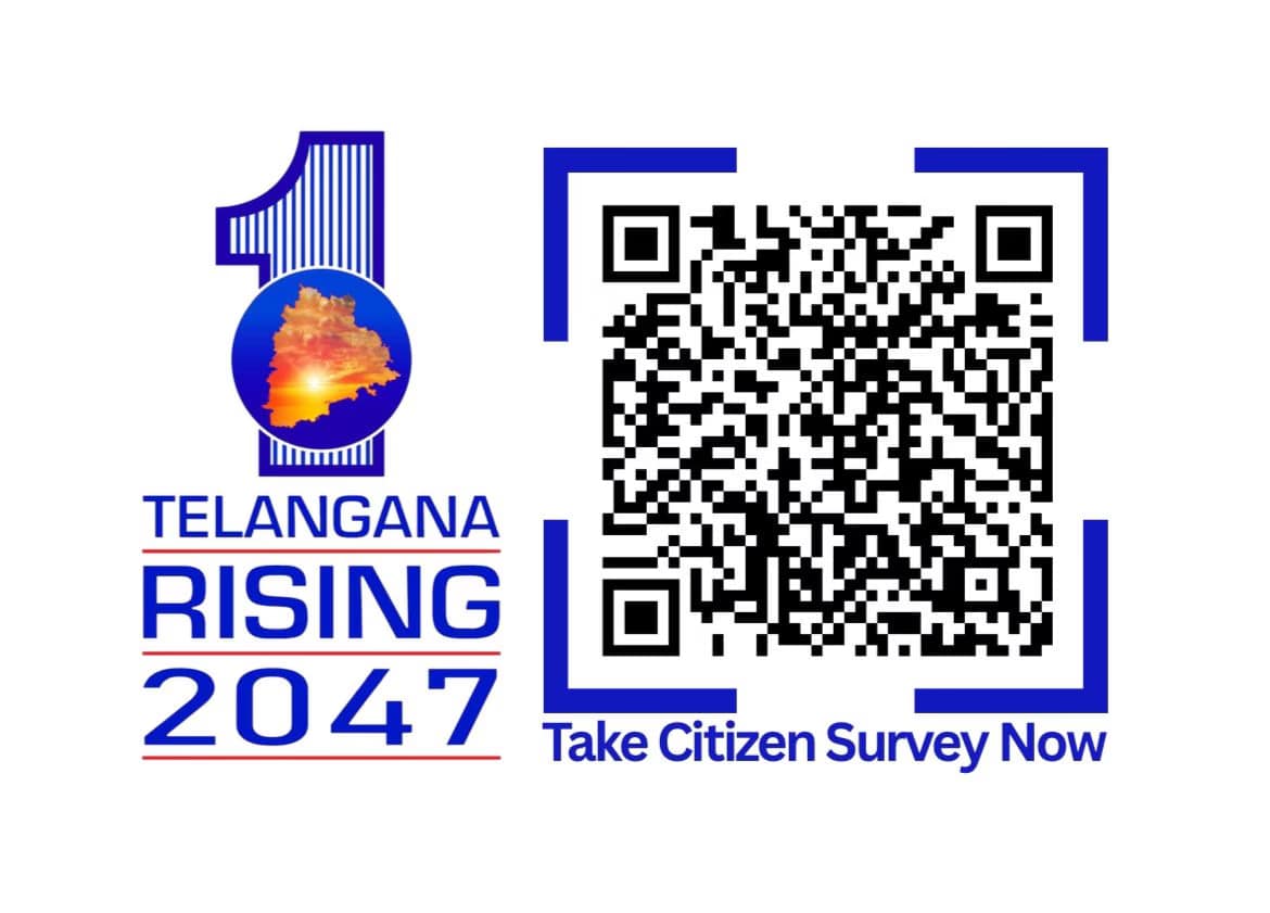 తెలంగాణ ప్రభుత్వం రూపొందిస్తున్న రైజింగ్ విజన్ 2047లో భాగంగా పౌర సర్వే ప్రారంభమైంది. రాష్ట్ర భవిష్యత్తు రూపకల్పనలో మీ ఆలోచనలకు ప్రాధాన్యం ఇవ్వండి.